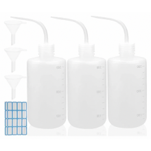 3 Pack 500ml Plastic Squeeze Bottles, Wash Bottle Set with Narrow Spout for Lab Use, Plant Watering and Cleaning