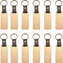12 kusov drevených príveskov na kľúče na gravírovanie, DIY nedokončené drevené prívesky na kľúče na remeslá, d