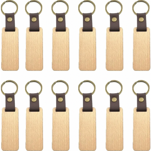 12 Ξύλινα Κενά Μπρελόκ για Χάραξη DIY