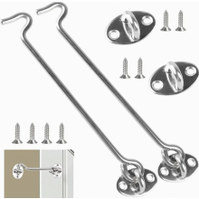 2 Pack 20 cm Stainless Steel Cabin Hooks with Eyelets, Storm Hooks and Mounting Screws for Doors, Garage Gates, Windows and Barn Doors