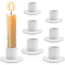 Set of 6 White Taper Candle Holders, Retro Candlestick Holders for Dinner Parties, Weddings, Anniversaries, Living Room Decor
