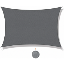 Waterdicht rechthoekig schaduwdoek 3 bij 5 m van polyester met uv-bescherming, weerbestendig voor terras, balkon en tuin, grijs antraciet
