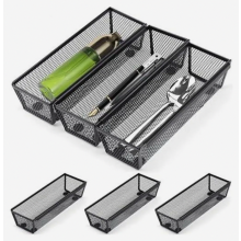 6-Piece Metal Cutlery Tray for Drawers, Interlocking Sides, Expandable Utensil Organiser for Kitchen Storage and Home Use