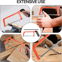 11PCS Metal Saw Red Hack Saw Angle Small Hacksaw with 10 Exchangeable Blades for Cutting Plastic PVC Pipe Tile Metals
