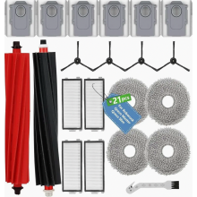 21-delige vervangingsset voor robotstofzuiger, 6 stofzakken, 2 rubberen hoofdborstels, 4 filters, 4 dweildoeken, 4 zijborstels en reinigingsborstel