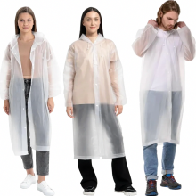 3 Stück Regenponchos aus EVA mit Kapuze, wasserdicht, transparent, faltbar, Einheitsgröße, Regenumhang für Fahrrad, Erwachsene, Damen und Herren