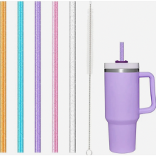 Balenie 5 náhradných slamiek do pohárov s objemom 40 oz a 30 oz s rúčkou, opakovane použiteľné trblietavé slam