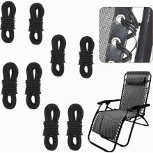 8 cordones elásticos de goma negros para tumbona y silla reclinable, cable de repuesto resistente para jardín y terraza