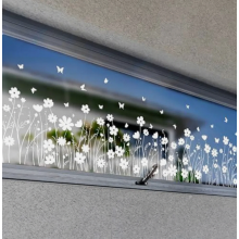 Vinilo decorativo para ventana con flores blancas, 88 x 25 cm, autoadhesivo reutilizable para primavera y decoración del hogar