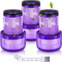 3 Pack HEPA Replacement Filters for V12 Detect Slim Absolute Vacuum Cleaners, Washable Vacuum Filter Set with Cleaning Brush