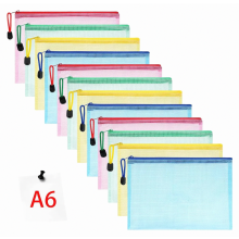 Bustine portadocumenti formato A6, confezione da 12, colorate, impermeabili, con chiusura a zip in rete, ideali per documenti, ricevute, carte e pic