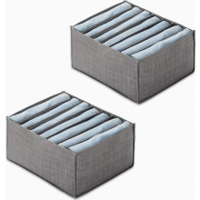 2 Stück Kleiderschrank Ordnungssystem, faltbare Ordnungsboxen mit 7 Fächern, Schubladeneinsatz für Hosen und Kleidung, 36 x 25 x 17 cm