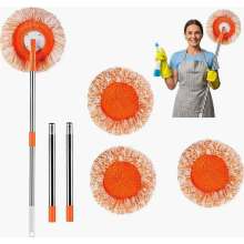 360 Grad drehbares Wischmopp-Set mit 3 abnehmbaren Stangen und 3 austauschbaren Mikrofaser-Moppköpfen für Boden und Fensterreinigung