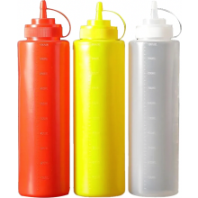 Balenie 3 stláčacích fliaš s objemom 1000 ml a uzávermi, nepriepustné fľaše s objemom 32 oz na dochucovadlo na