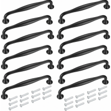 12 stuks keukengrepen 128 mm, zwarte meubelgrepen van aluminiumlegering met schroeven voor kastdeuren en keukenkasten