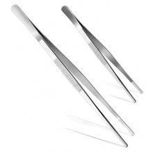 Set of 2 Kitchen Tweezers, Stainless Steel Cooking Tongs, 20 cm and 30 cm, for Meat, Grilling, Frying and Food Preparation