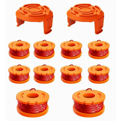 12-Piece Replacement Trimmer Line Kit, 1.65 mm Diameter, 3 m Length, Includes 10 Line Spools and 2 Caps for Grass Trimmers