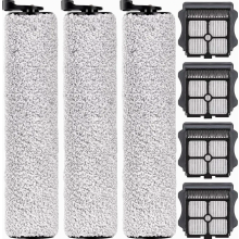 Replacement Brush Rolls and HEPA Filters for Cordless Wet and Dry Vacuum Cleaner, 3 Brush Rolls, 4 HEPA Filters