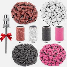 100 Piece Nail Drill Sanding Bands with Silver Mandrel, 80, 120, 180 and 240 Grit for Manicure, Pedicure and Skin Exfoliation
