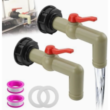 Confezione da 2 rubinetti per serbatoi, valvole a sfera da 1 pollice con adattatori S60x6, compatibili con serbatoi d'acqua intermedi da 1000 litri