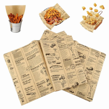100 fogli di carta da forno con stampa di giornale, 28 x 38 cm, carta da forno antigrasso per panini, hamburger, patatine fritte, torte e pane.