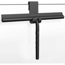 Siliconen douchewisser 33 cm zwart met houder zonder boren, raamwisser met roestvrijstalen kern voor glas, spiegel, ramen en tegels