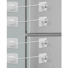 4 Pack Child Safety Locks for Fridges, Windows and Cabinets, No Drilling, Keyed Latches, White, Babyproofing Home