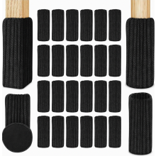 24 stuks elastische stoelpootsokken, gebreide meubelhoezen met viltbodem, antislip vloerbescherming tegen krassen en geluid, zwart