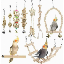 9-teiliges Vogelspielzeug für Käfige mit Sitzstange, Leiter, Kauspielzeug und Hängematte für Wellensittiche, Finken und kleine Vögel