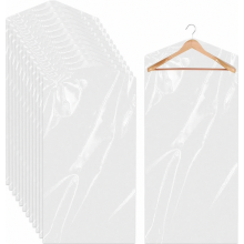 20 Pack Transparent Plastic Garment Bags, Dustproof Hanging Clothes Covers for Suits, Jackets and Shirts, 60 x 120 cm