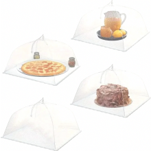 4 Pack Mesh Food Covers, 48 cm Foldable Fly Covers for Cakes, Fruit, BBQ and Outdoor Dining, Reusable Food Protection