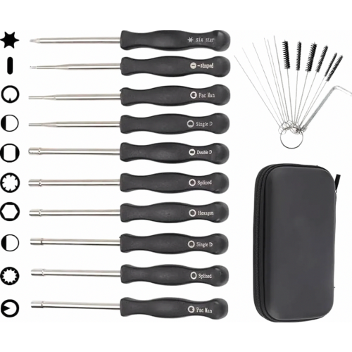 12 Piece Carburettor Adjustment Screwdriver Tool Set with Cleaning Brushes for 2 Stroke Small Engine Trimmers and Chainsaws