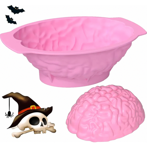 Silicone Brain Mould for Halloween Pudding, Mousse, Chocolate and Cake, Reusable Kitchen Bakeware for Party Use