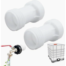 4 Piece IBC Tank S60x6 Extension Spacers with Gaskets, Coarse Thread Fittings for Rainwater Tanks and Garden Hoses, White