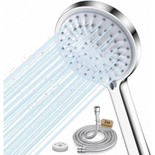 Water Saving Shower Head with 5 Spray Modes, 2 m Stainless Steel Hose, 9.5 Litre per Minute Flow Restrictor and High Pressure Handset