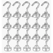 Confezione da 20 ganci magnetici resistenti, magneti al neodimio da 11 kg, ideali per barbecue, cucina, garage e per riporre piccoli attrezzi.