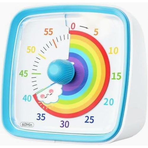 Visual Timer for Kids, 60 Minute Rainbow Countdown Timer with Silent Flash, Time Management Tool for Classroom, Home, Kitchen, Office, Blu