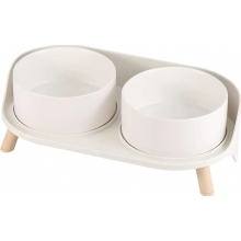 Comedero doble elevado de cerámica para perros y gatos, cuencos antisalpicaduras con soporte para comida y agua, 2 unidades de 850 ml