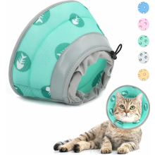 Verstelbare zachte halskraag voor katten, honden en jonge honden na operatie of letsel, groene herstelkraag maat S, hals 14-24 cm