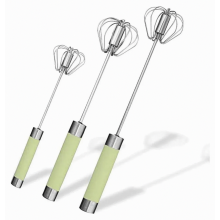 fruste manuali in acciaio inox verde, sbattitori rotanti semiautomatici per impastare, montare e schiumare.