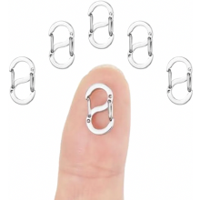 5 Stück Karabinerverschlüsse mit doppelter Öffnung aus Edelstahl, silberne Verbinder und Verkürzer für Halsketten und Armbänder