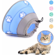 Verstellbare Halskrause für Katzen und kleine Hunde, weicher Schutzkragen nach Operationen und Verletzungen, Blau, Größe S, Hals 14 bis 24 cm