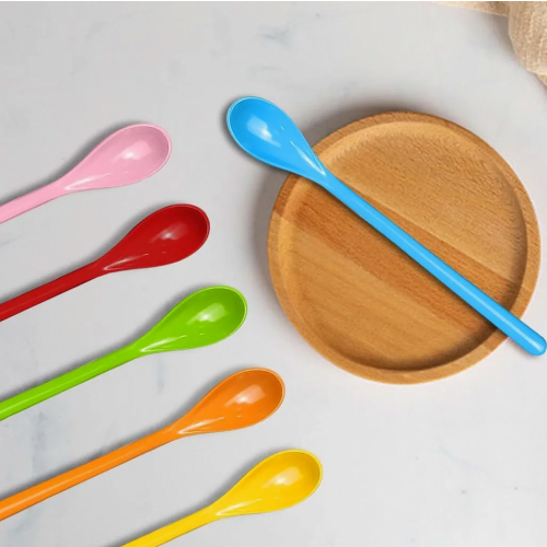 6 Pack Reusable Long Handle Plastic Spoons, Dessert, Egg, Ice Cream, Jam, Cocktail, Yoghurt and Tea Spoons for Home 2