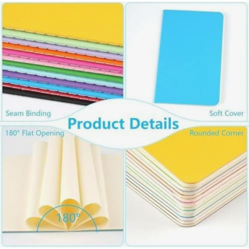 A6 Blank Notebook, 12-Colour Small Journal with Soft Cover, 14 x 9 cm Pocket Notepad for Notes, Sketching, Drawing and Writing 2