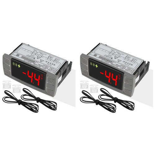2X XR02CX-4N1F1 Universal Temperature Controller Replacement for 120V 50-60hz Commercial Refrigerator with Sensor Probe