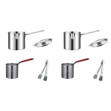 2X Small Frying Pan with Frying Basket Stainless Steel Frying Pan Home Frying Pan with Anti-Scalding Silicone Handle