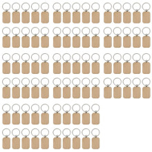 80 Pack Blank Wooden Key Chain Unfinished Wood Pendant Blanks with Keyrings for EDC Tags DIY Key Supplies