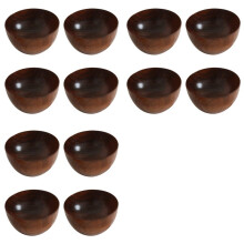 12 Pcs and Simple Wooden Bottomless Wooden Bowl Practical Soup Bowl for Restaurants and Hotels