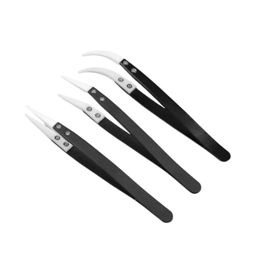6Pcs Ceramic Tweezers with Black Handle Corrosion-Resistant Insulation Maintenance and Clamping Tools 1