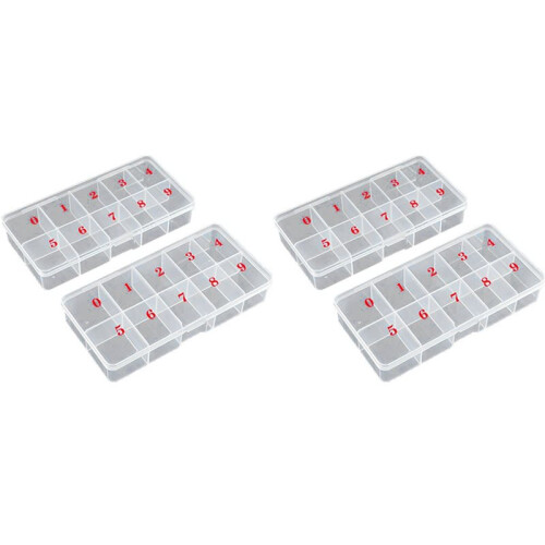4X Nail Tip Box Empty Nail Tips Organizer Storage Fingernail Box Spaces Storage Case Container Nail Box Grid Box